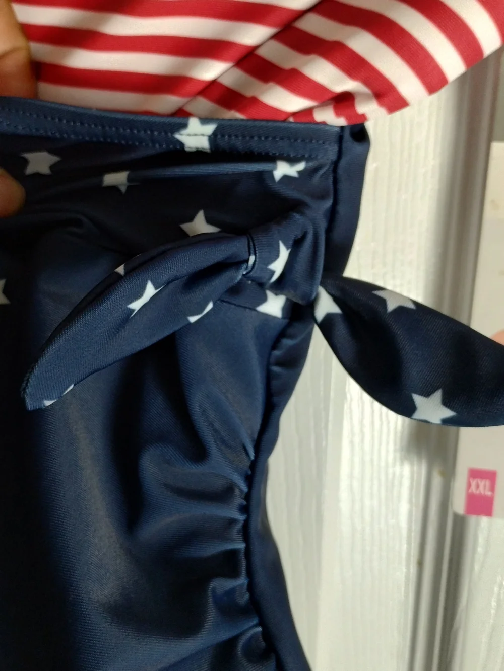 NWT Plus Size Berkley Jensen Patriotic One-Piece Swim Suit With Crossover Back